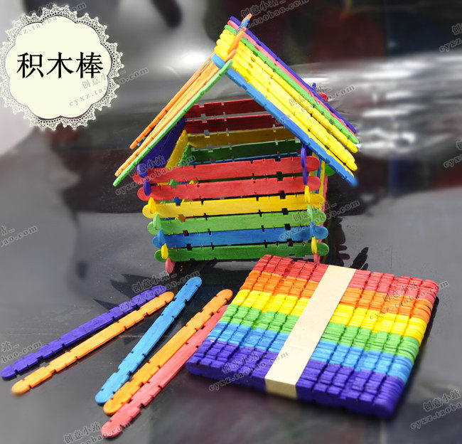 Sawtooth popsicle strip building blocks color gear stick 6 colors DIY colorful popsicle stick carved wooden strip 105*10MM