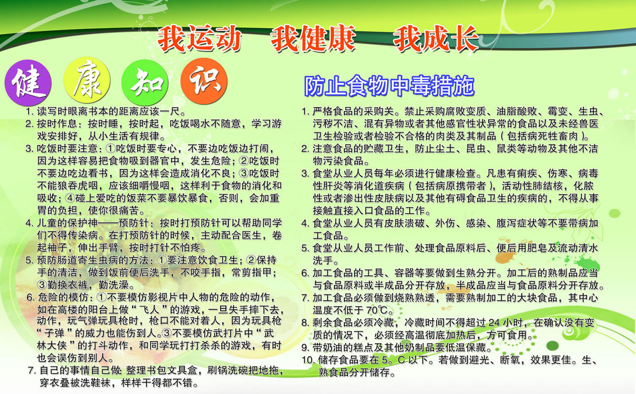 647海报印制展板素材314学校健康知识防止中毒措施
