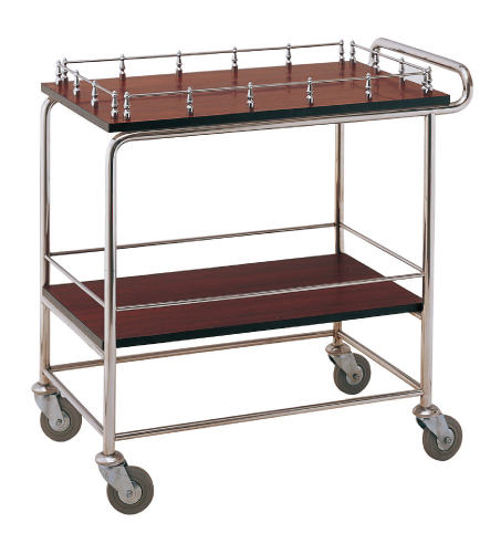 Steel wood double-decker service car pastry car wine cart dining side car mobile dining car service cart delivery cart