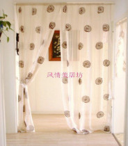 New American country Chiffon finished curtain yarn Bedroom living room Bay window Floor-to-ceiling partition Three-dimensional embroidered roses