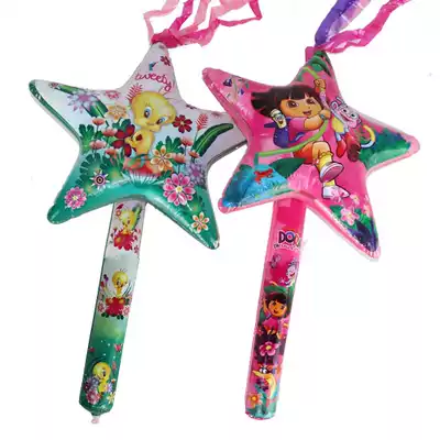 Festival party props children inflatable hammer blowing toy Dora hammer inflatable five-star stick with colored strips star stick