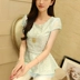 Mùa xuân 2017 hè mới của phụ nữ ga châu Âu ngắn tay áo organza voan váy đầm xòe ren hàng đầu - Áo sơ mi chiffon ren mẫu áo sơ mi nữ cổ tròn đẹp Áo sơ mi chiffon ren