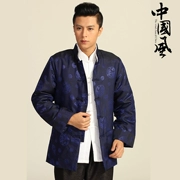 Áo khoác nam phong cách Trung Quốc Tang áo khoác dài tay mùa đông bằng vải bông