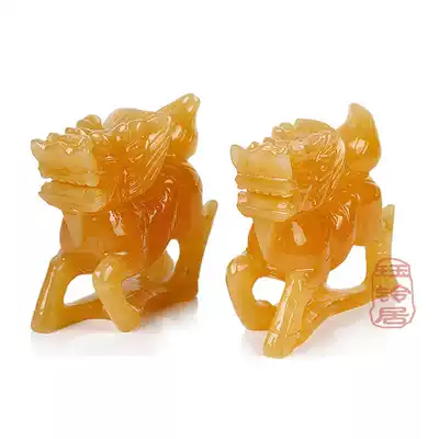 Boutique natural topaz unicorn pair decoration Home decoration craft gift decoration Feng Shui decoration gift
