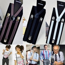 xing zhao ● explosion Korean version of the fines 1 5cm wide men fashion fine strap suspenders 3 clip-24 color optional