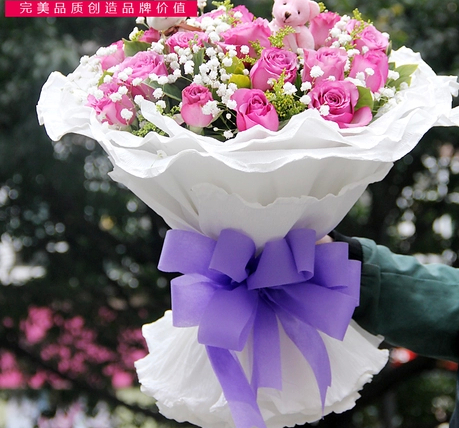 上海天津南召县北京花店鲜花同城速递11朵紫玫瑰七夕情人礼物预定