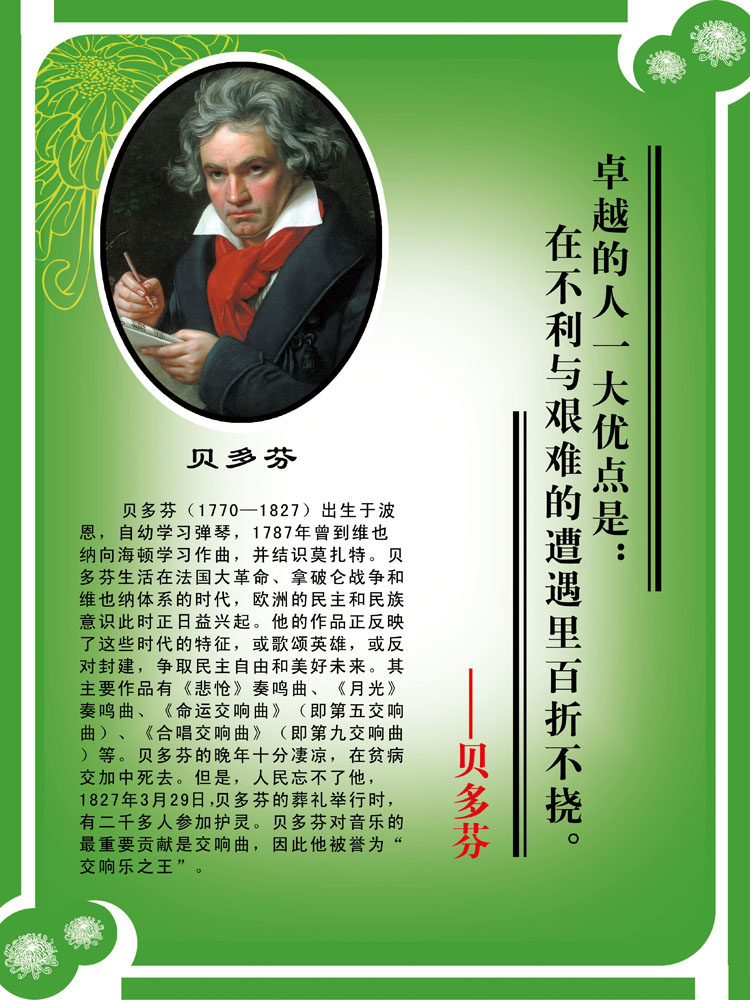 28素材名人名言格言海报展板958贝多芬副本海报印制