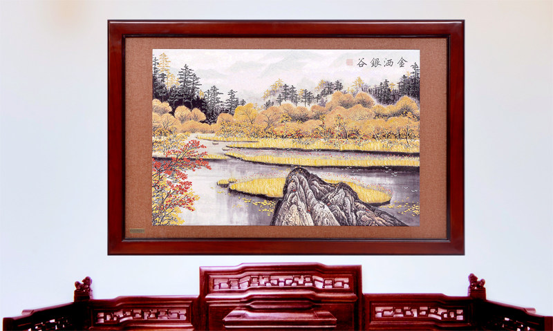 Solid wood carving Wood carving relief painting Chinese living room furniture with wood carving painting Sofa background decoration