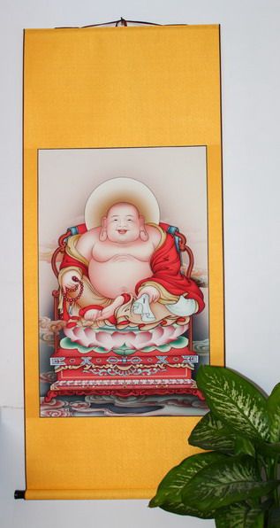 Big Belly Maitreya Buddha Laughing Buddha Portrait Hanging Painting All Happy Figure Painting Chinese Painting Scroll Painting Silk Painting