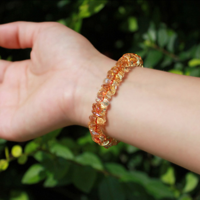 Natural citrine bracelets Exquisite citrine crushed stone bracelets White yellow natural crystal bracelets