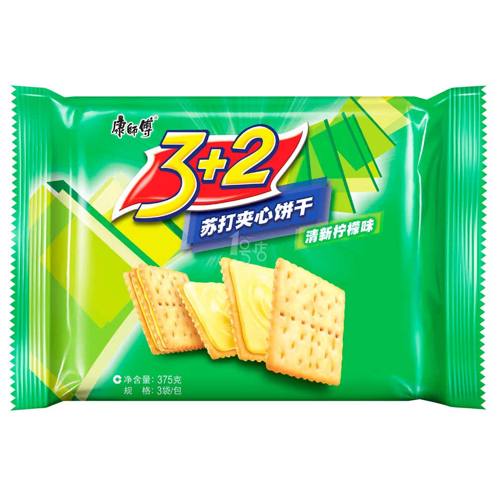 康师傅 3+2甜苏打（清新柠檬味）375g/袋