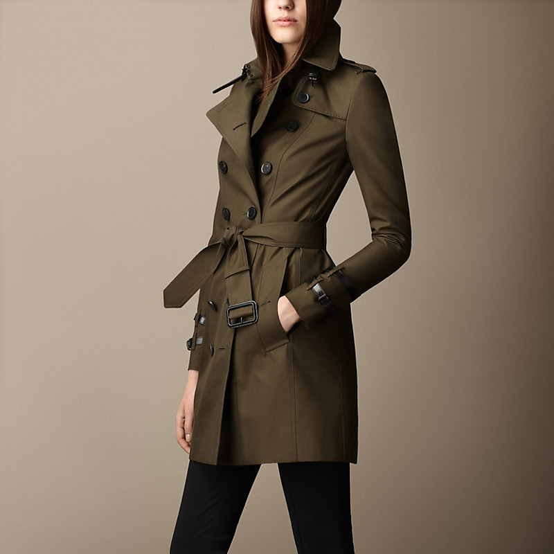 BURBERRY/博柏利中长款皮革装饰嘎巴甸Trench风衣 38869311