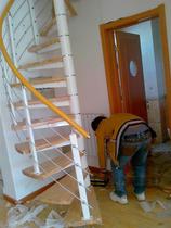 Factory custom household steel wood staircase rotating staircase whole staircase small staircase