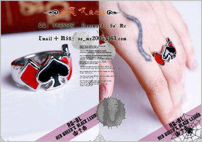Magic sigh ╋ RQ-BL Sweet Lori spades Square Grass Flower Red Heart Poker ring LOLITA 1012