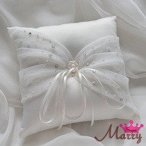 European and Western style wedding ring pillow bride’s wedding ring pillow hand-stitched bright diamond ring holder organza bow