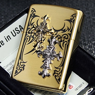 18 years old pig Zippo gold crystal tribe double-colored cross T Cross Emblem B