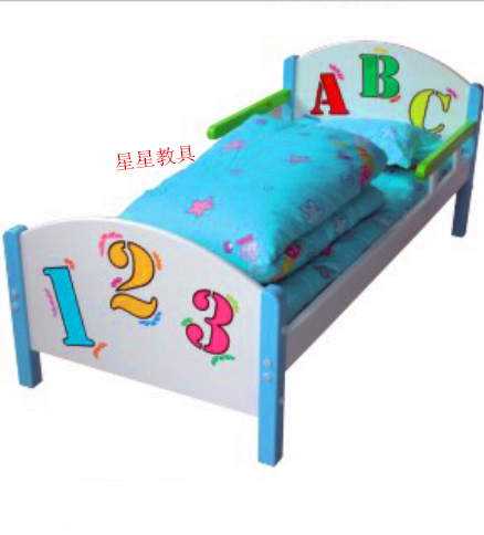 Kindergarten special wooden bed senior children's bed luxury ABC toddler bed baby wooden anti-fall bed