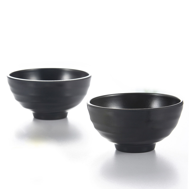 High-end melamine cutlery imitation porcelain black frosted thread Noodle Bowl Dining Room Hotel Small Soup Bowl Rice Bowl Rice Bowl with Foam Flour Bowl