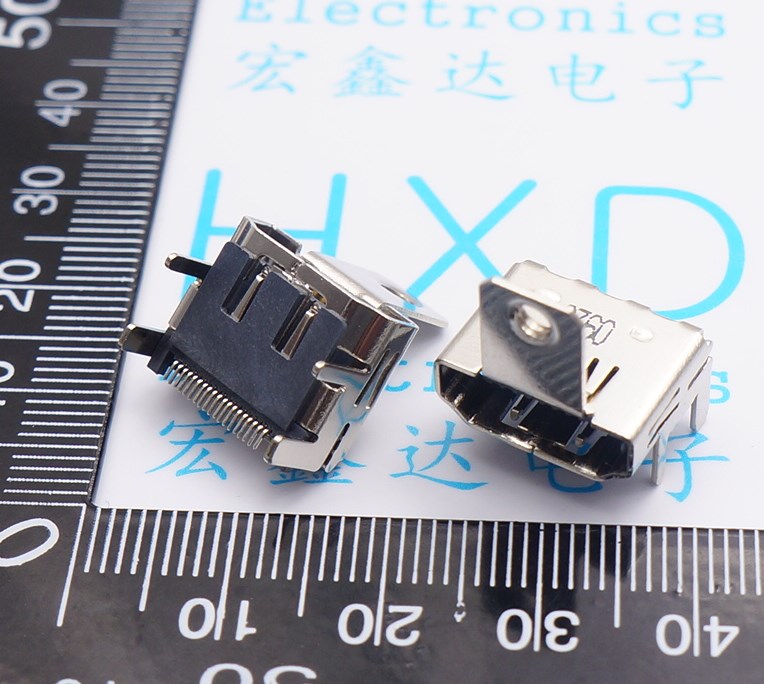 HDMI with ear HD connector mother seat 19P patch 19P HD transmission socket with screw hole-Taobao