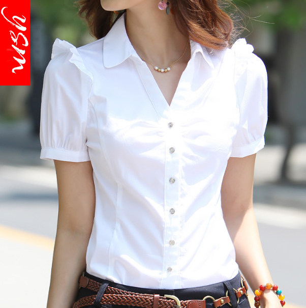 White-collar summer professional workwear style Korean style short-sleeved shirt