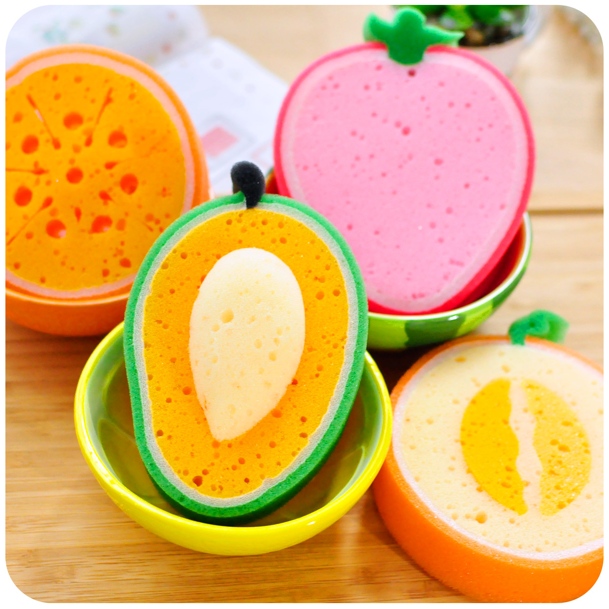 Creative Home Attractive Fruit Thickening Sponge Baggy Cloth Dishcloth Cute Vigorously to grease sponge