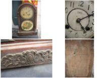 Republic of China Shuangma Shou brand old table clock old antique mechanical clock gilt copper cafe ornaments painting specimens