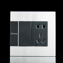 Factory direct seemeng120 six-bit metal brushed one open five-hole switch socket