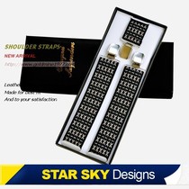 ● Star Zhao ● Korean version of mens carrier fashion Mr. suspender belt 3 Clip 3 5cm wide black pattern BD1338