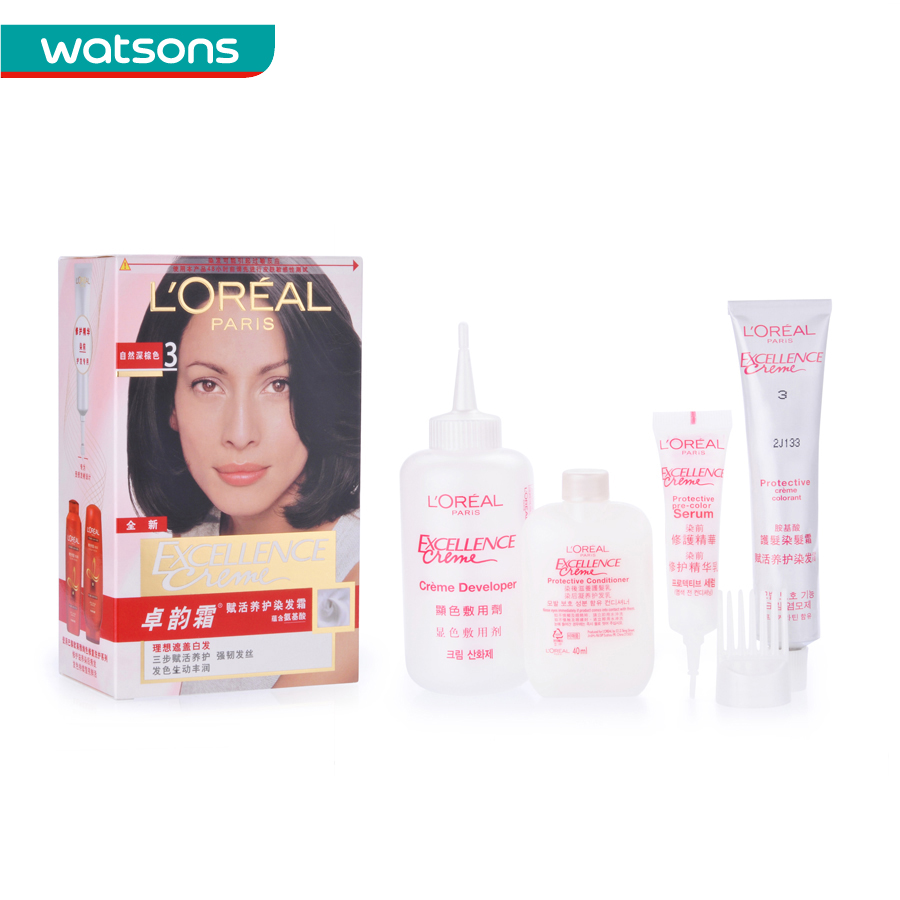 【屈臣氏】loreal欧莱雅卓韵霜(黑色/红色/棕色/铜色)染发液 染发