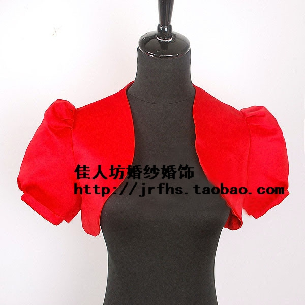 Wedding Dress Gown Accessories Red Rice White Satin Macchia Small Cloak Shoulder Foam Sleeves Thin Shawl ma01 Manufacturer Direct