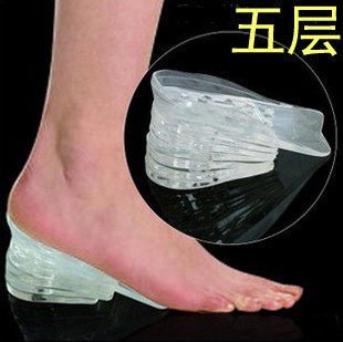 Silica gel five-section inner heightening insole invisible transparent half-yard insole 3 cm