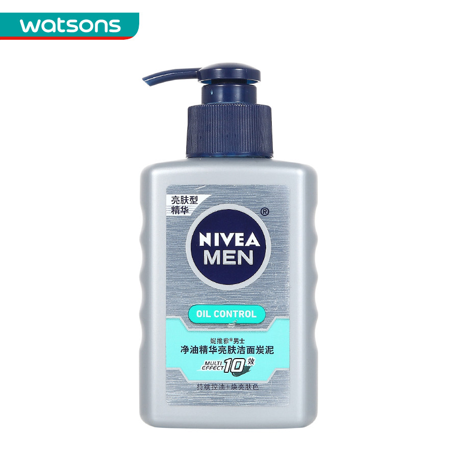 【屈臣氏】妮维雅男士净油精华亮肤洁面炭泥150ml