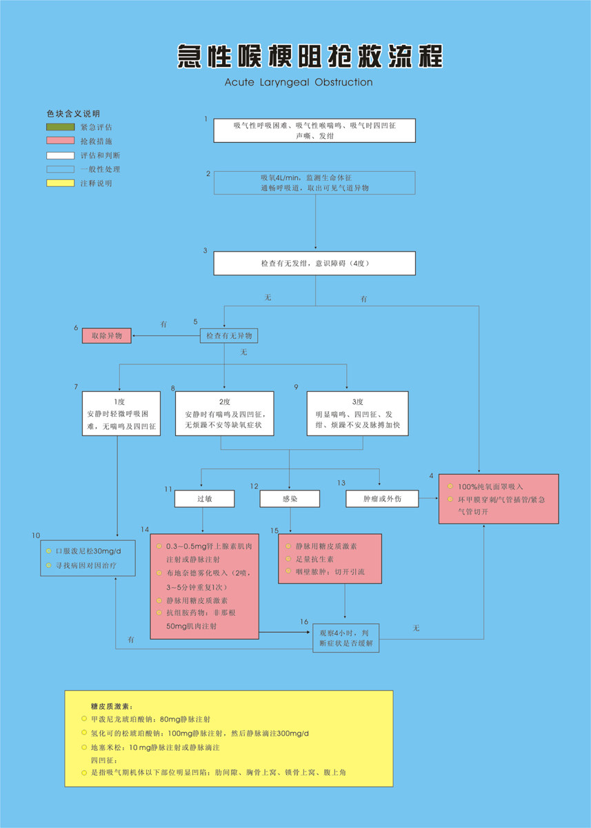 海报印制102素材抢救流程展板16急性喉梗阻抢救流程