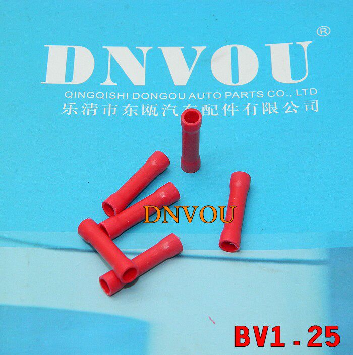 Middle connection terminal wire connector pressing line cap for cold pressing terminal red round BV1 25 wire pair line 10 only-Taobao