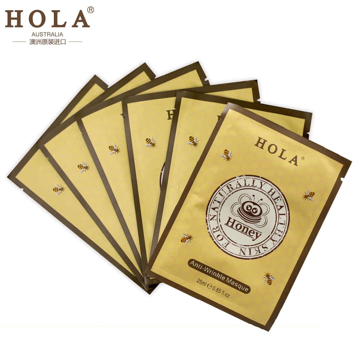 澳洲进口 赫拉HOLA蜂蜜抗皱紧致面膜贴6片散装 补水保湿滋润抗皱