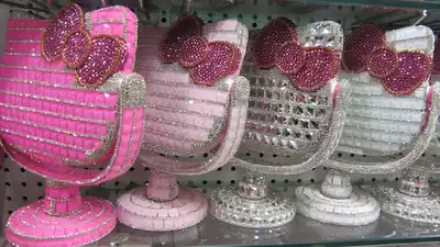 Handmade finished rhinestone set diamond paste diamond sticky diamond full diamond makeup mirror Desktop mirror DIY production craft gift decoration