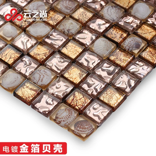Юньцхишанг хрустальный стеклянный стеклянный гальвак с золотой фольгой ракушка мозаичный батончик ресторан кофе Масайке