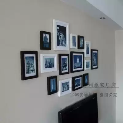 Thickened 15 frames of solid wood photo wall Photo photo frame wall combination photo frame creative picture frame send pictures