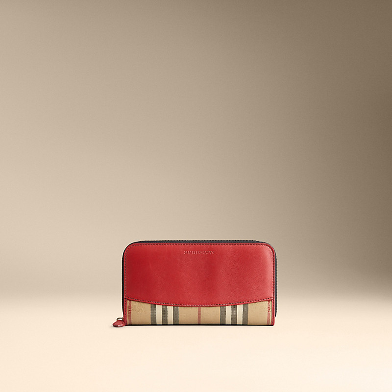 Burberry博柏利 Horseferry Check格纹皮革全拉链钱夹 39306921