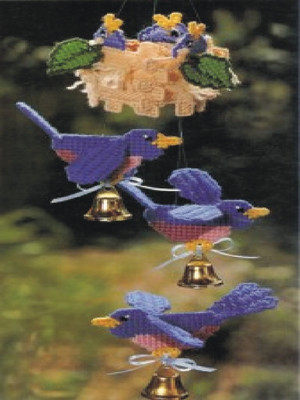 Three-dimensional embroidery kit woolen cross-stitch material package home decoration small bird's nest beautiful wind chime