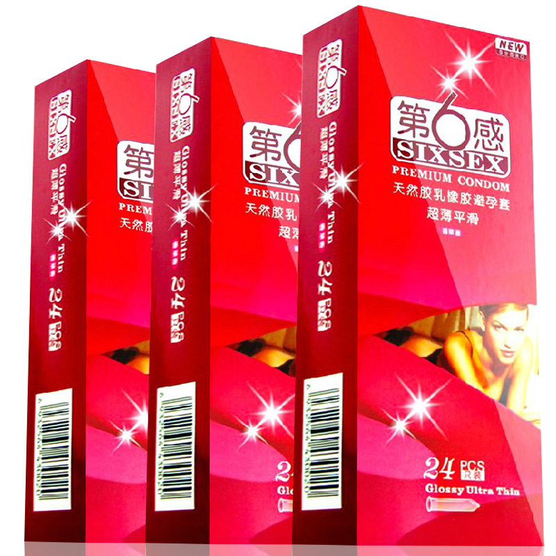 第六感 超薄平滑避孕套24只装X3盒 香草香型安全套 成人用品 包邮