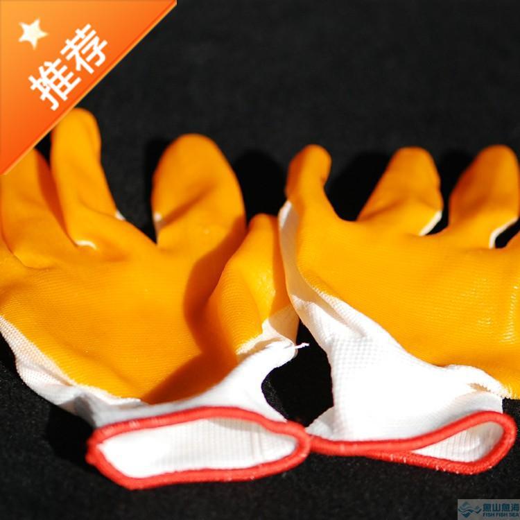 Qingdao fishing gloves yellow gluing pu gloves thin gluing boat fishing pull-flow handwire hand-wire fishing special-Taobao