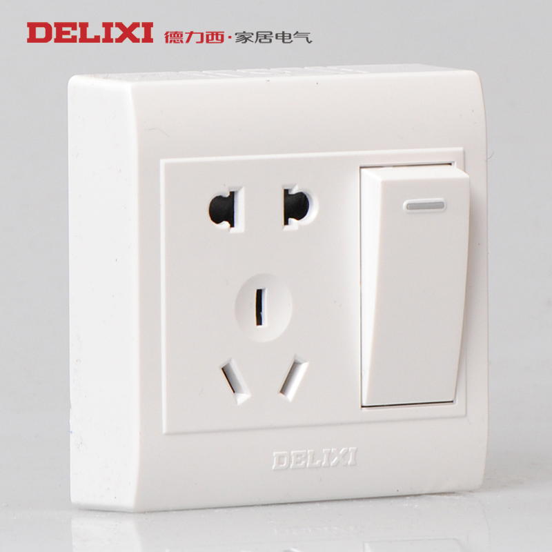 Delixi open-mounted switch socket 1 open 5-hole open-line power panel one open five-hole single-control single-open ultra-thin