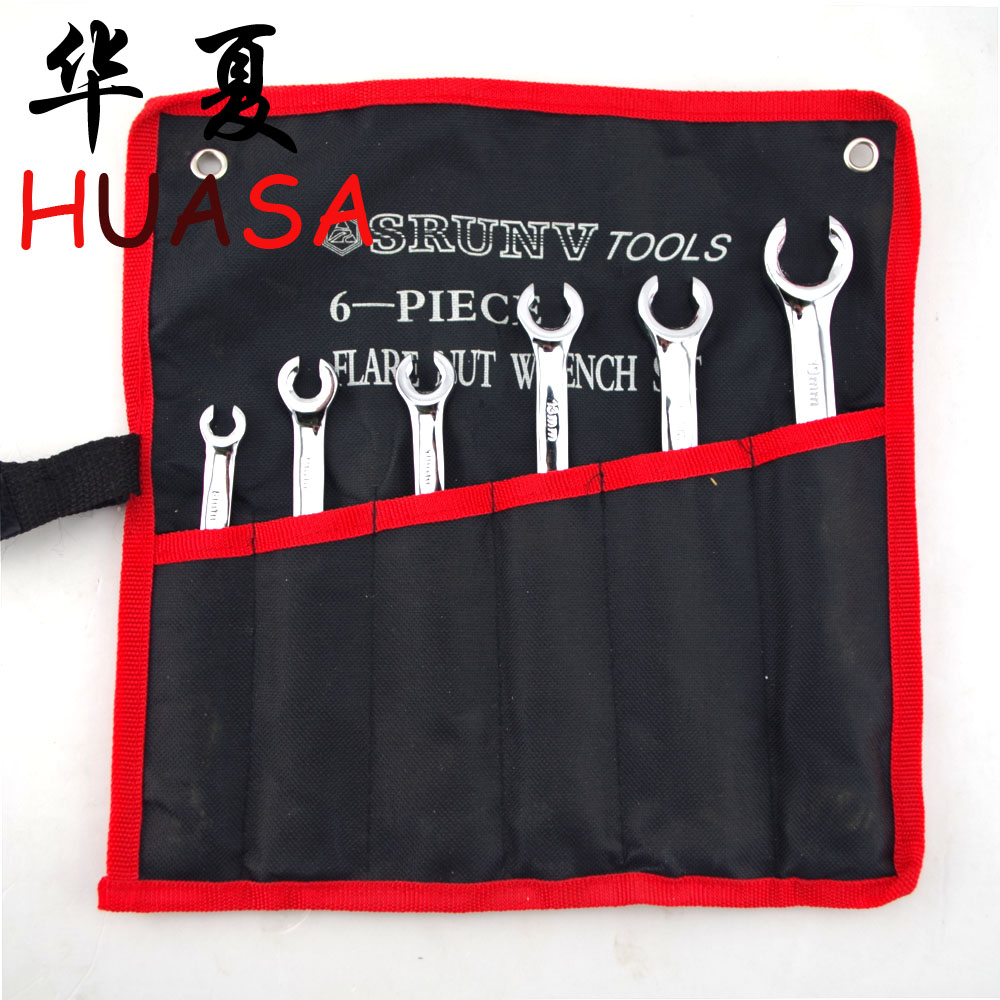 Auto - insurance tool 6 piece pipe wrench group Brake tube wrench Dual - use wrench Open wrench Promotion