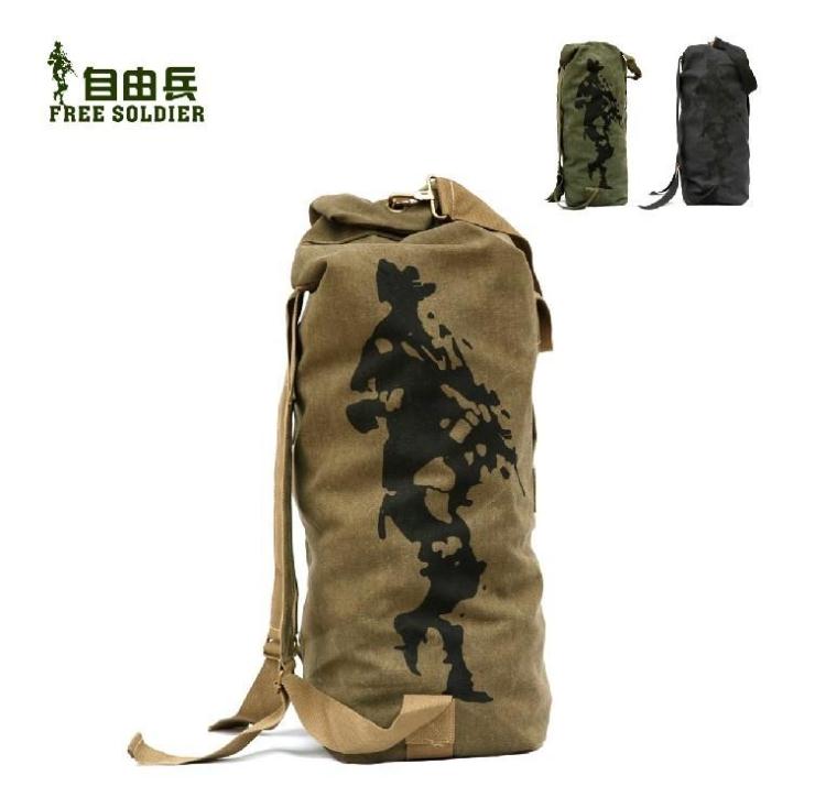 Free Soldier Canvas Bilayer Men And Women Tactical Climbing Bag Canvas Double Shoulder Bag Bucket Bag Travel Bag