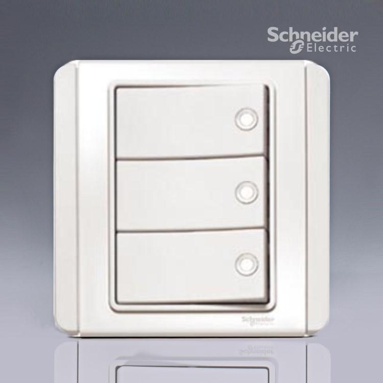 Schneider E3000 series fluorescent triple Open double cut switch E3033H2(FWWW) White