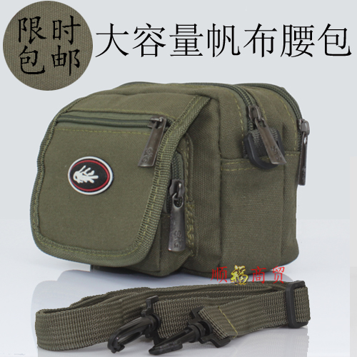 Canvas mobile phone fanny pack Men's multi-functional wear belt Leisure outdoor small hanging bag Small shoulder bag ID mini bag Wear-resistant