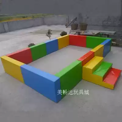 Kindergarten early education A new generation of square PVC colorful leather software ocean ball pool three-step ladder can be customized hot sale