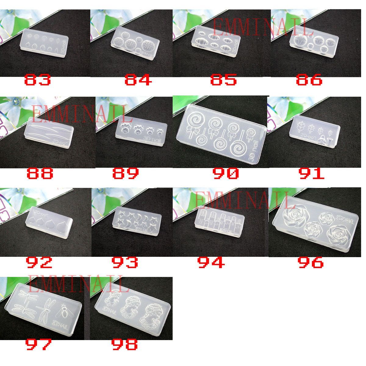 美甲用品工具硅胶 3D模板 水晶雕花模具 雕花产品 雕花材料83-98