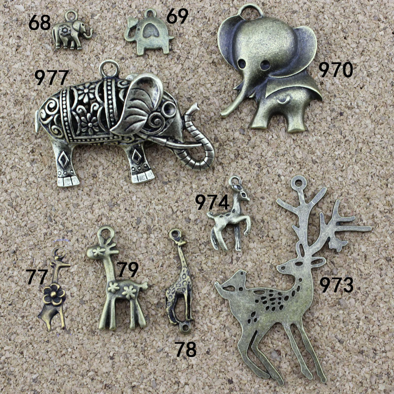 Vintage Bronze Accessory Pendant-Animal Elephant Deer Collection Handmade DIY Material Accessories Jewelry Pendants